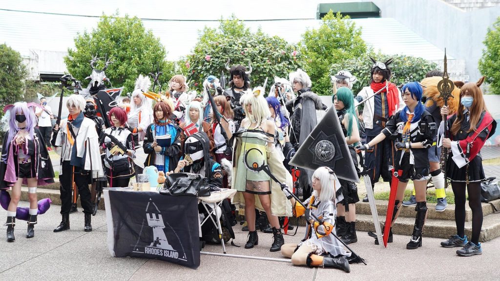 Group of Arknights cosplayers at the PF34 anime fair in Taiwan