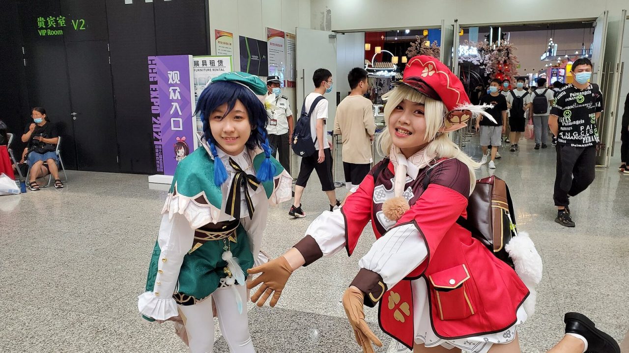 Cosplayers dressed as Genshin Impact's Venti and Klee at CCG EXPO 2021 in Shanghai