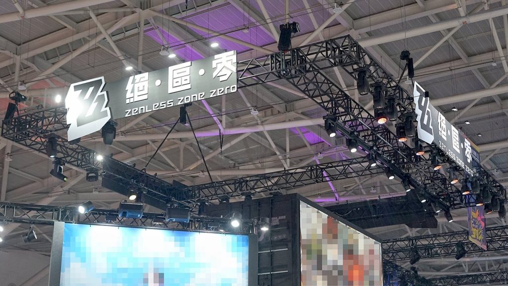 Large Zenless Zone Zero signage above the game's booth at Taipei Game Show 2024